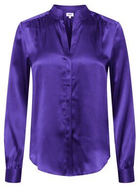 L'AGENCE Bianca Band Collar Blouse button down shirt violet purple XS